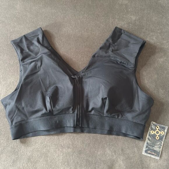 Women's Tommie Copper Shoulder Support Bra with Front Zipper Black Size 3XL NEW - Picture 2 of 10